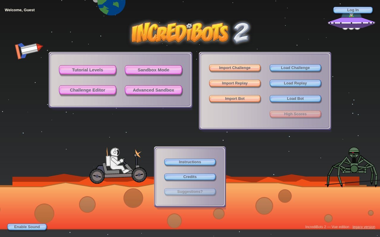 IncrediBots 2 running in the browser