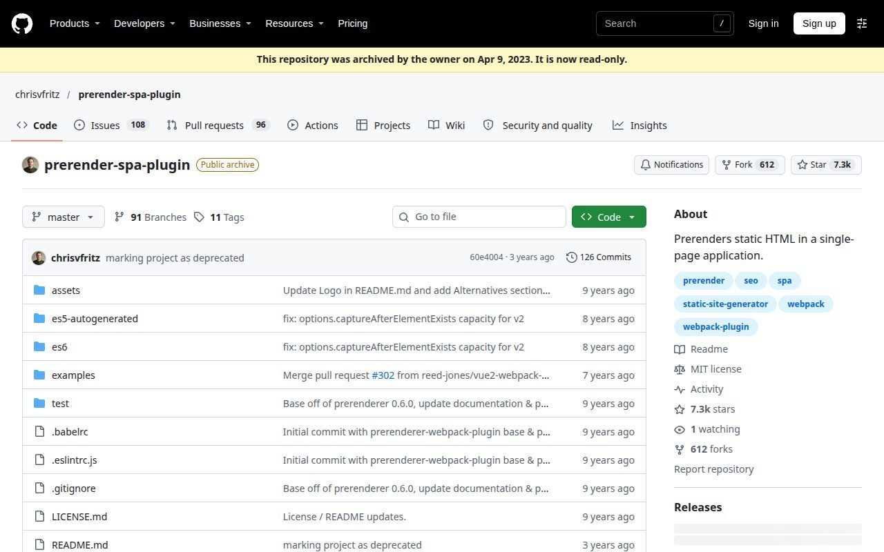 prerender-spa-plugin on GitHub